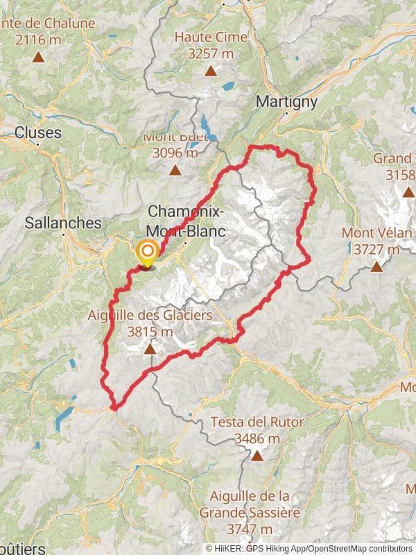 Tour du Mont Blanc map