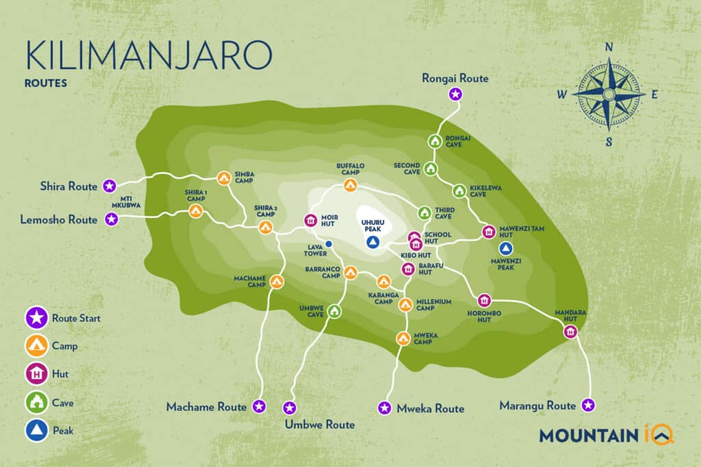 Mount Kilimanjaro Trek map